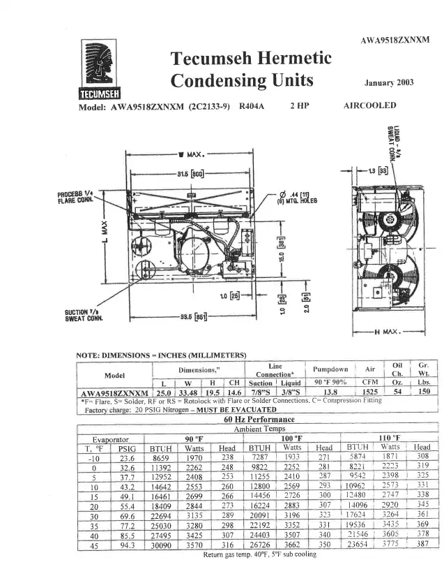 Tecumseh AWA9518ZXNXM-2C2133-9